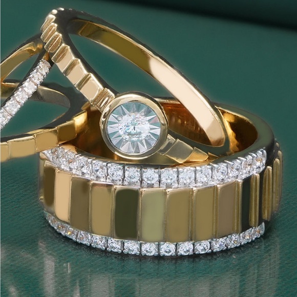 Diamond Miracle Plate Textured Ring in Gold Vermeil - Picture 11 of 13